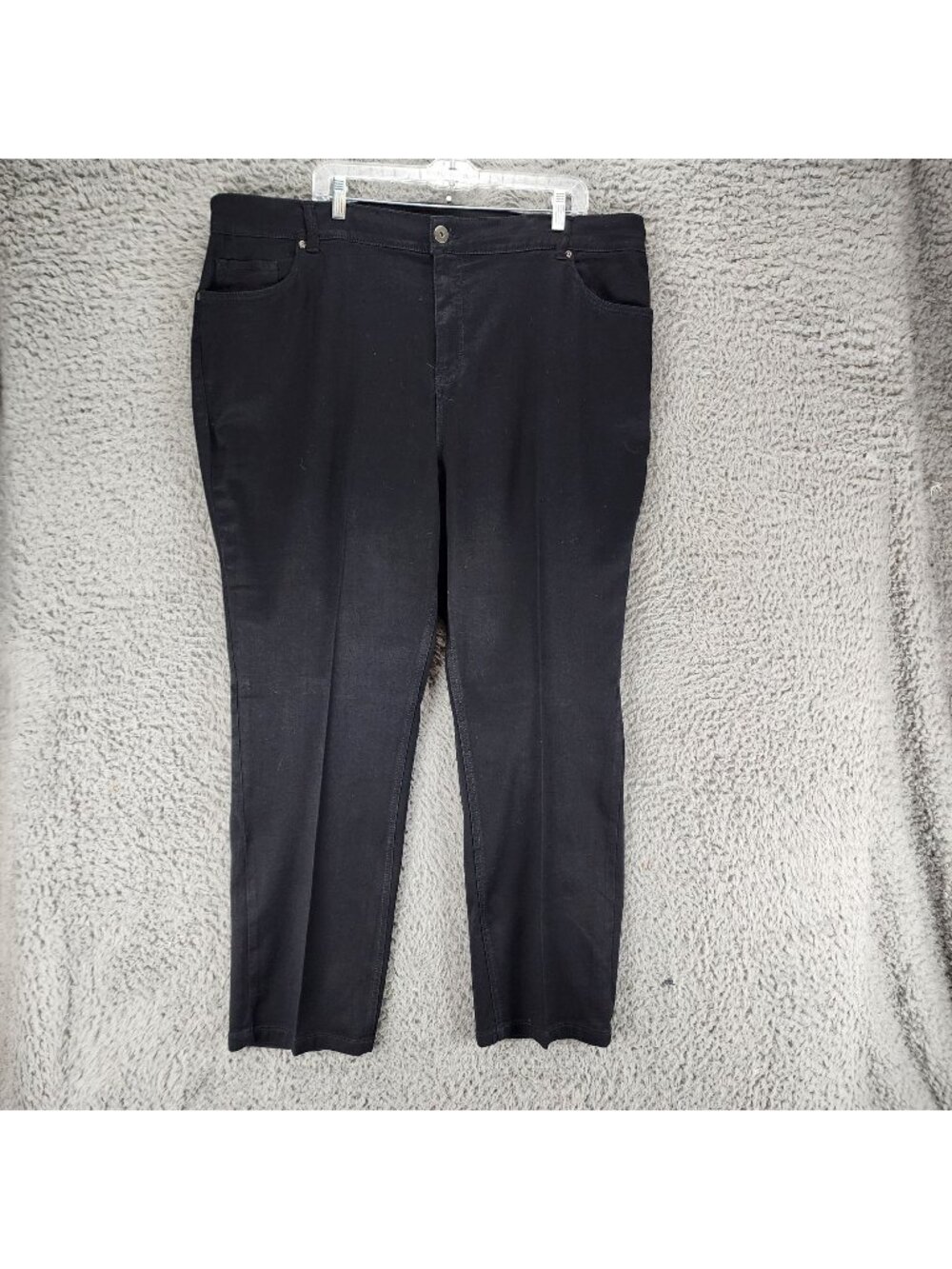 Catherines Jeans Womens 24W Black Stretch Denim Straight Elastic Waist